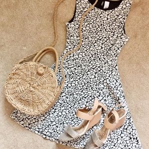 H&M White and Black Dress